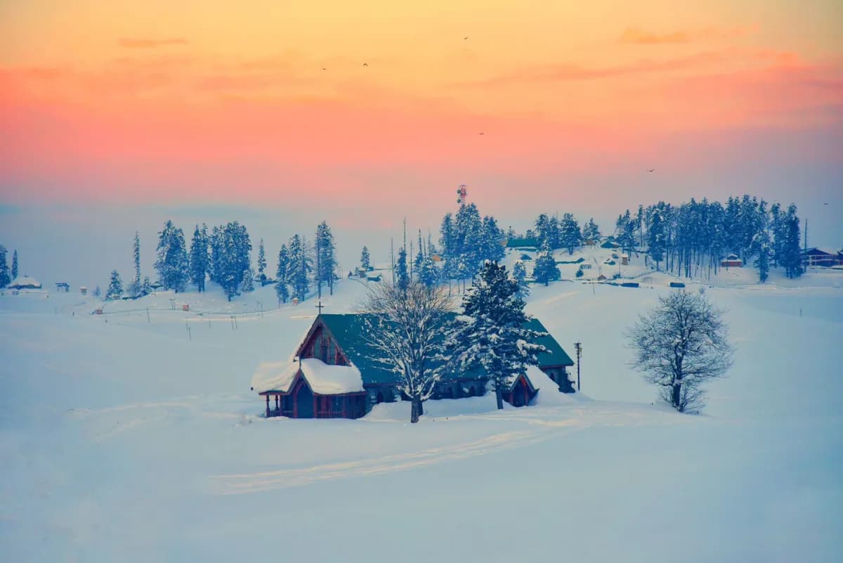 A heat pump unit outside a Canadian suburban home with snow on the lawn in winter morning light