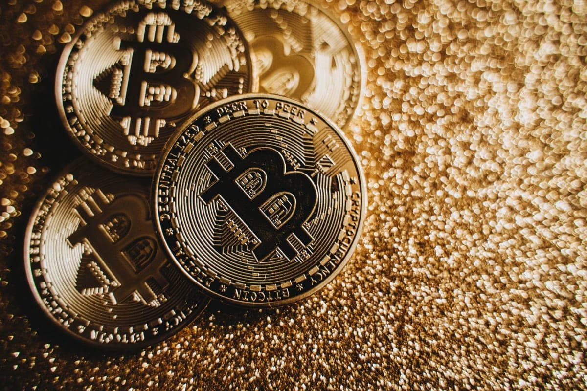 Bitcoin and cryptocurrency coins representing digital assets
