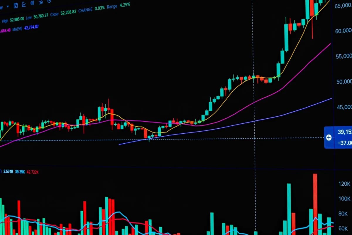 A stock market chart on a screen, illustrating how to invest in AI stocks in 2026